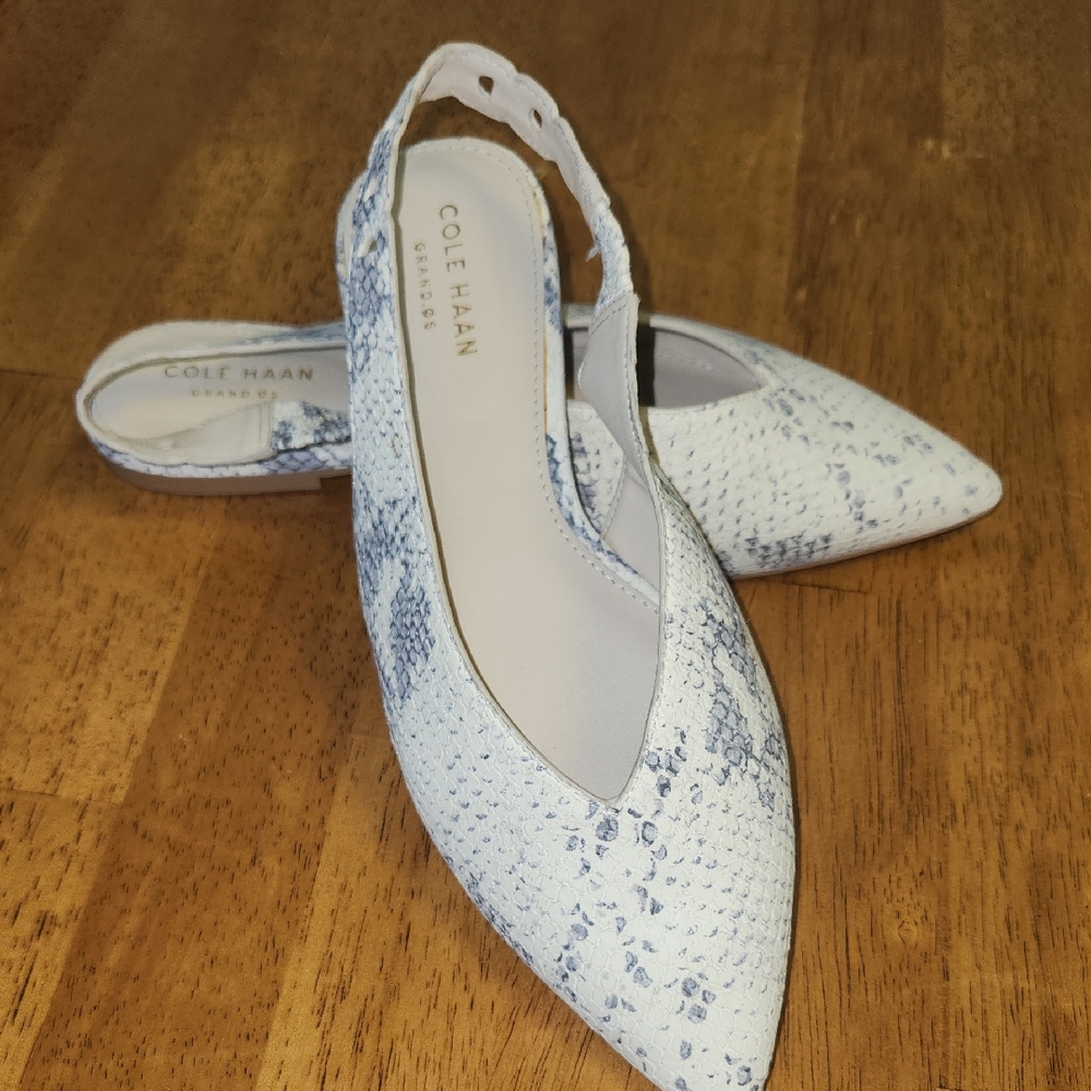 Cole Haan Women's Patterned Grey and White Flats